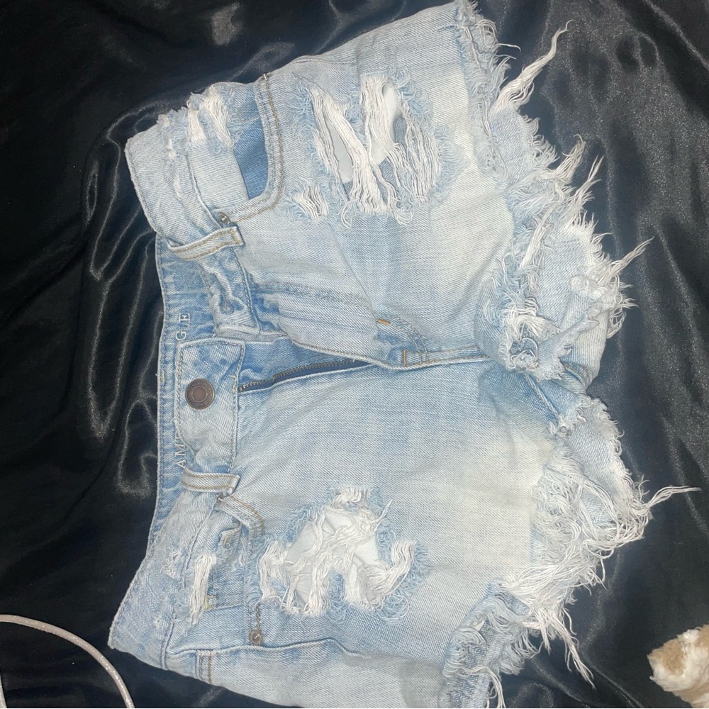 American Eagle Outfitters Distressed Light Blue Jean Shorts